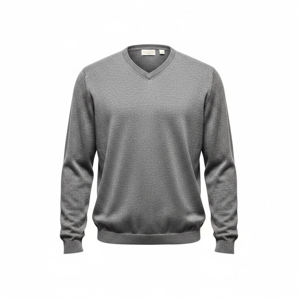 V-Neck Sweater Mens Large Grey Weatherproof Vintage Heathered Knit Pullover